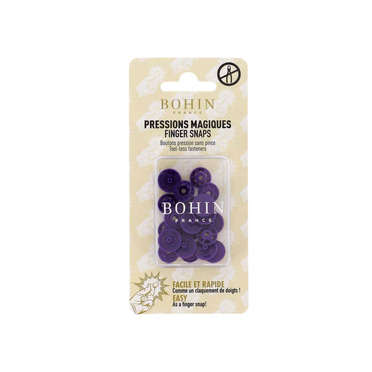 BOHIN Finger Snap Buttons 13 mm (1/2 in.) - Purple, 8 Count