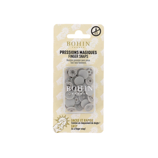 BOHIN Finger Snap Buttons 13 mm (1/2 in.) - Grey, 8 Count