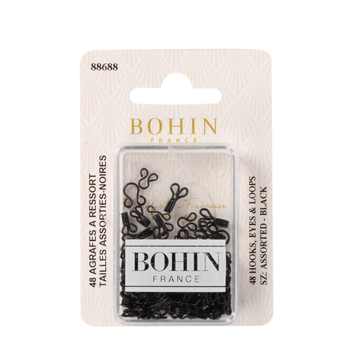 BOHIN Spring Hooks & Eyes Nickel/Black Blister