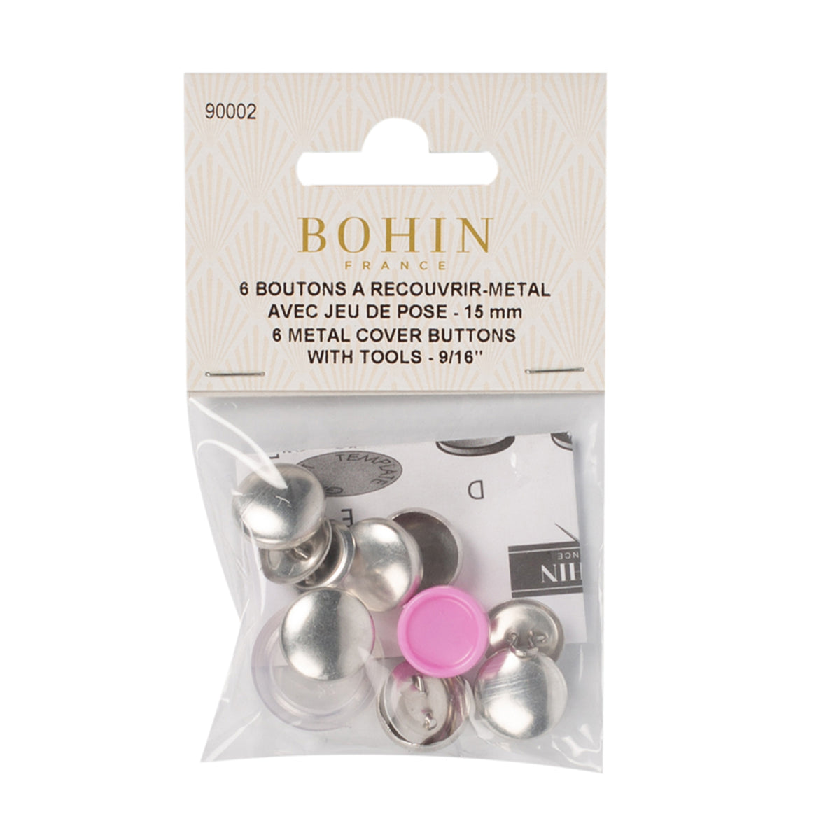 BOHIN Metal Cover Buttons 14 mm - 6 Count