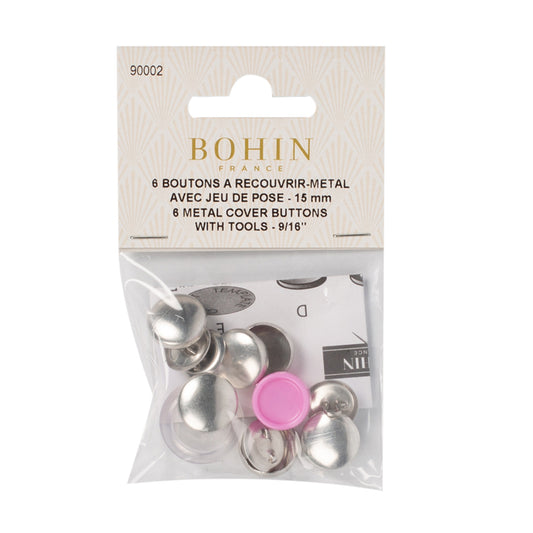 BOHIN Metal Cover Buttons 14 mm - 6 Count