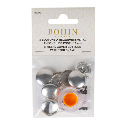 BOHIN Metal Cover Buttons 19 mm - 5 Count