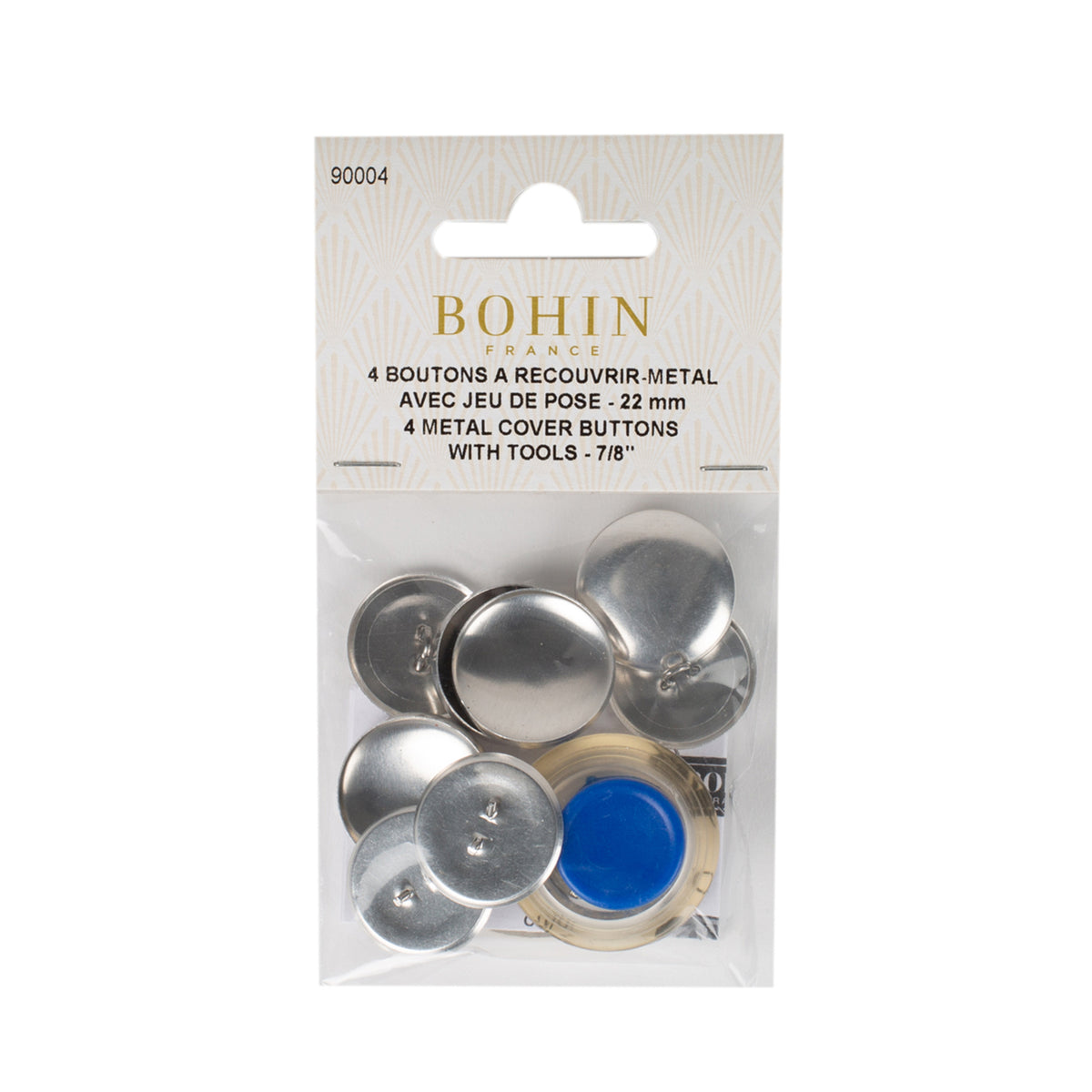 BOHIN Metal Cover Buttons 22 mm - 4 Count