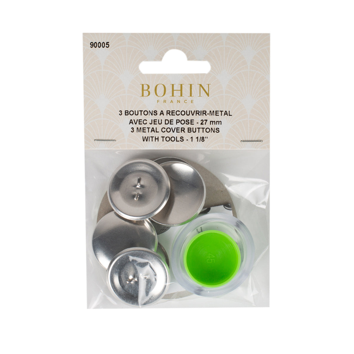 BOHIN Metal Cover Buttons 28 mm - 3 Count