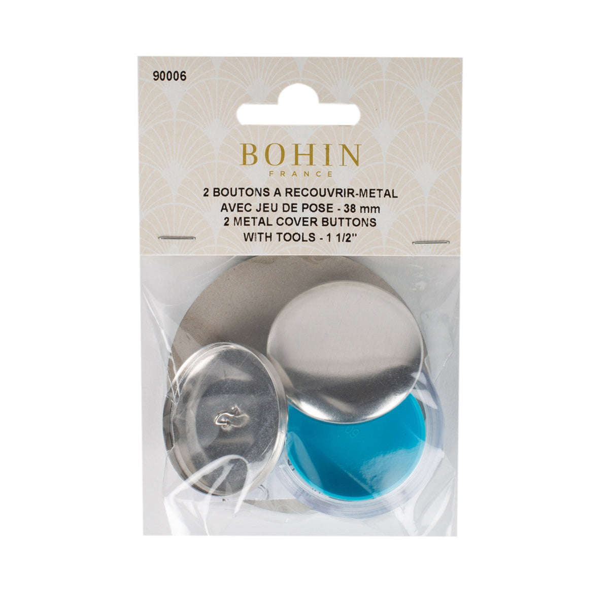 BOHIN Metal Cover Buttons 38 mm - 2 Count