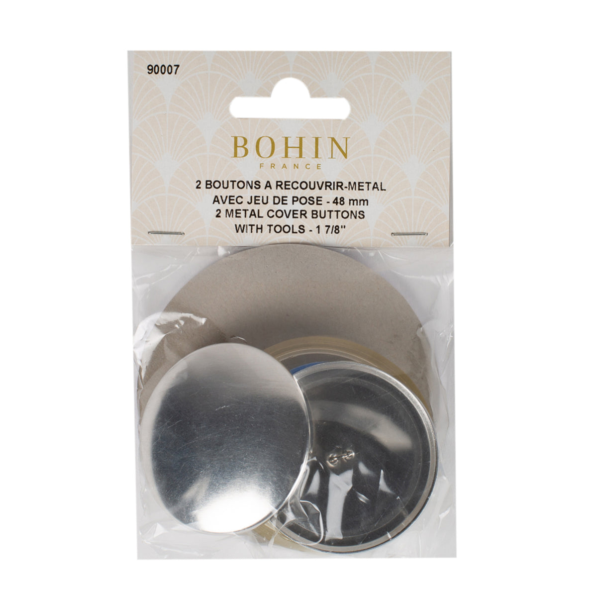 BOHIN Metal Cover Buttons 48 mm - 2 Count