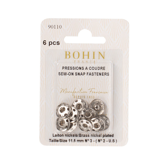BOHIN Sew On Fastener Nickel Blister Number 3