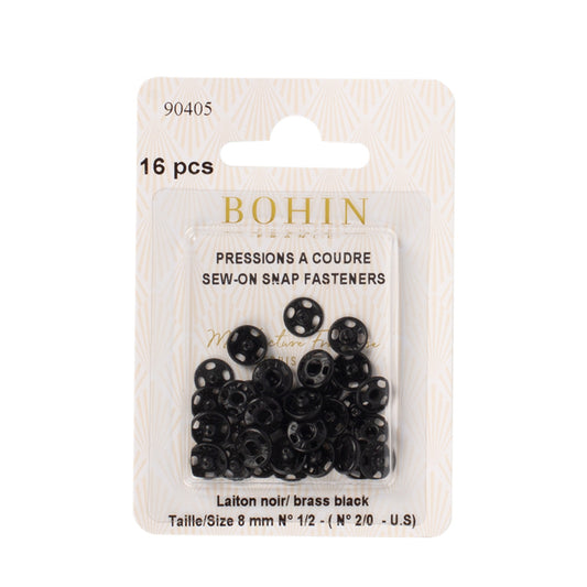BOHIN Sew On Fastener Black Blister Number 1/2