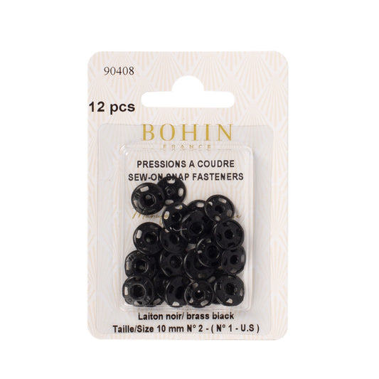 BOHIN Sew On Fastener Black Blister Number 2