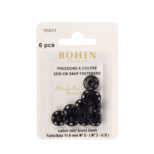 BOHIN Sew On Fastener Black Blister Number 3