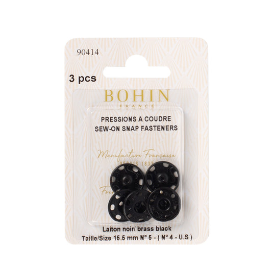 BOHIN Sew On Fastener Black Blister Number 5