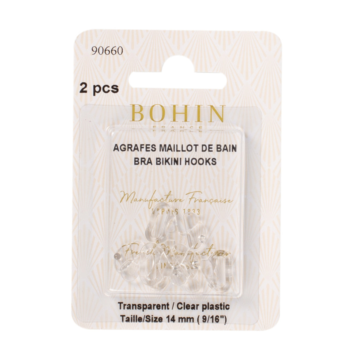 BOHIN Bikini Clasp 14 mm Clear X 2