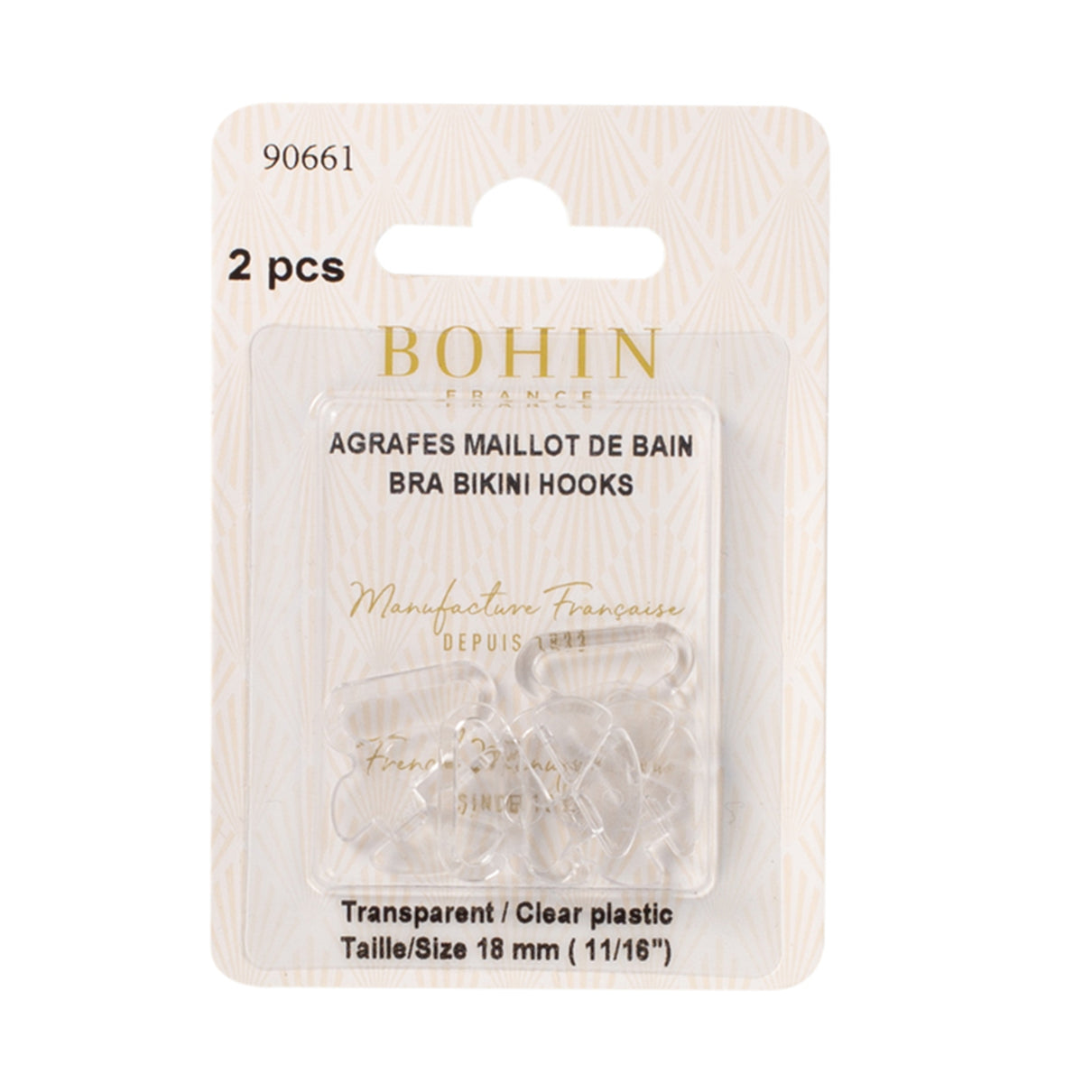BOHIN Bikini Clasp 18 mm Clear X 2