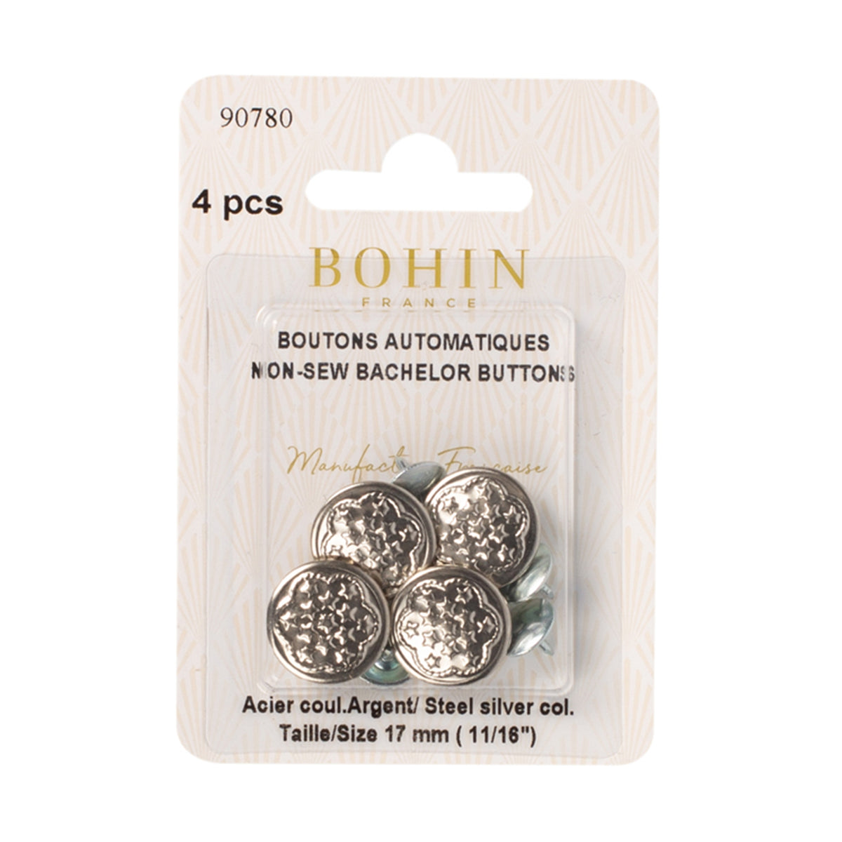 BOHIN Bachelor Buttons 27 mm (1 1/16 in.) - Nickel, 4 Count