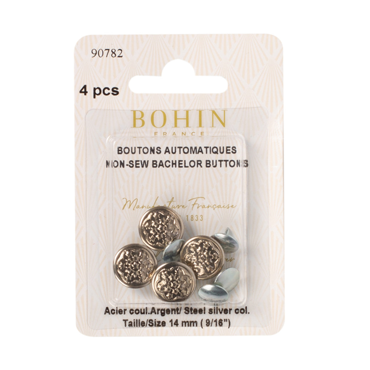 BOHIN Bachelor Buttons 14 mm (9/16 in.) - Nickel, 4 Count