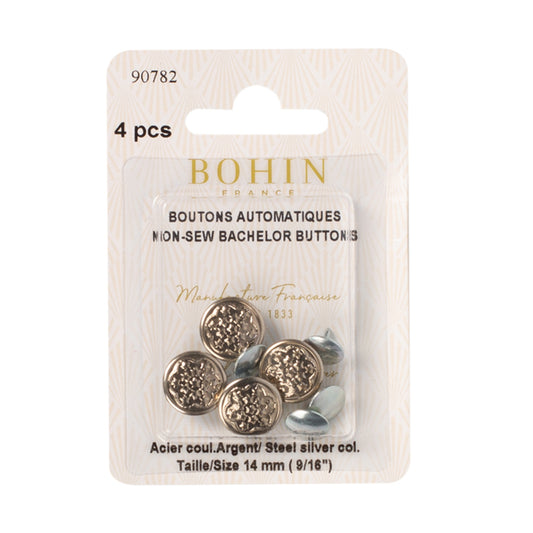 BOHIN Bachelor Buttons 14 mm (9/16 in.) - Nickel, 4 Count