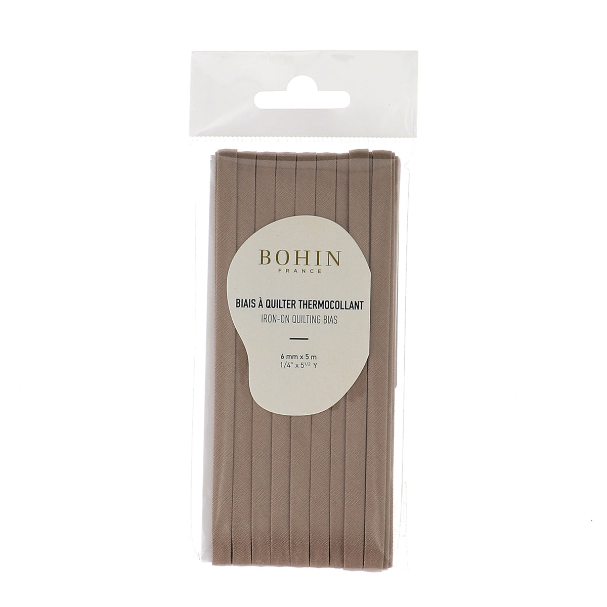 BOHIN Iron-On Quilt Bias 6mm x 5m Taupe
