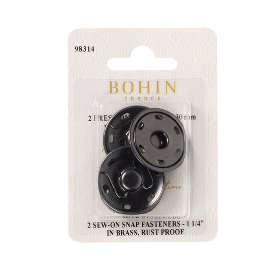 BOHIN Sew-On Fasteners 1 1/6 in. Black X 2