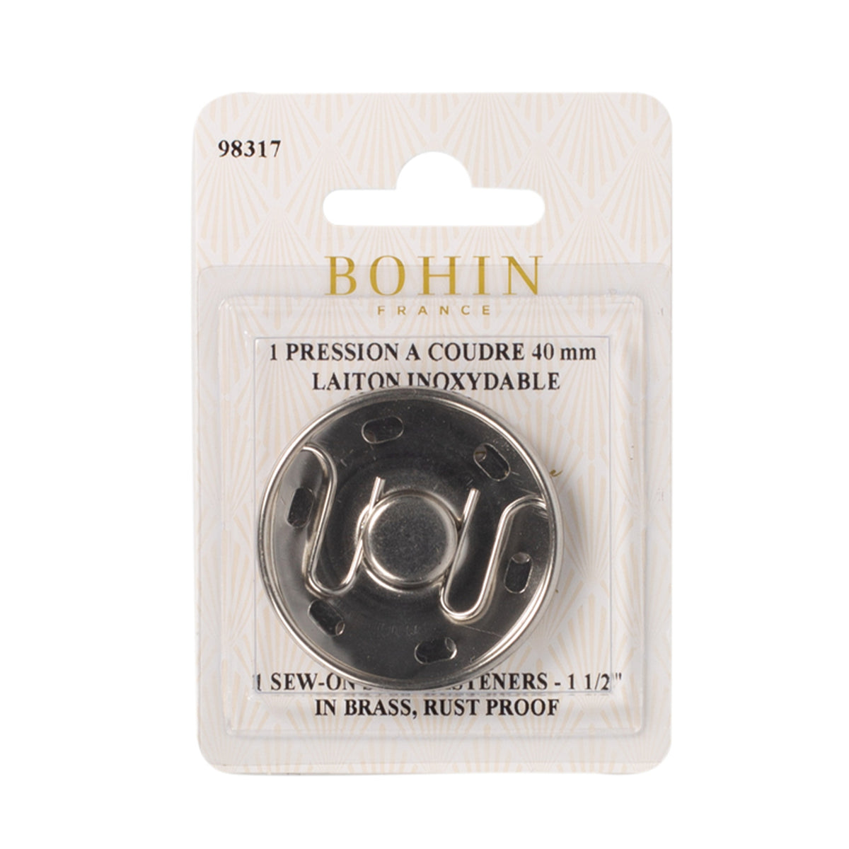 BOHIN Sew-On Fasteners 1 3/5 in. White X 1
