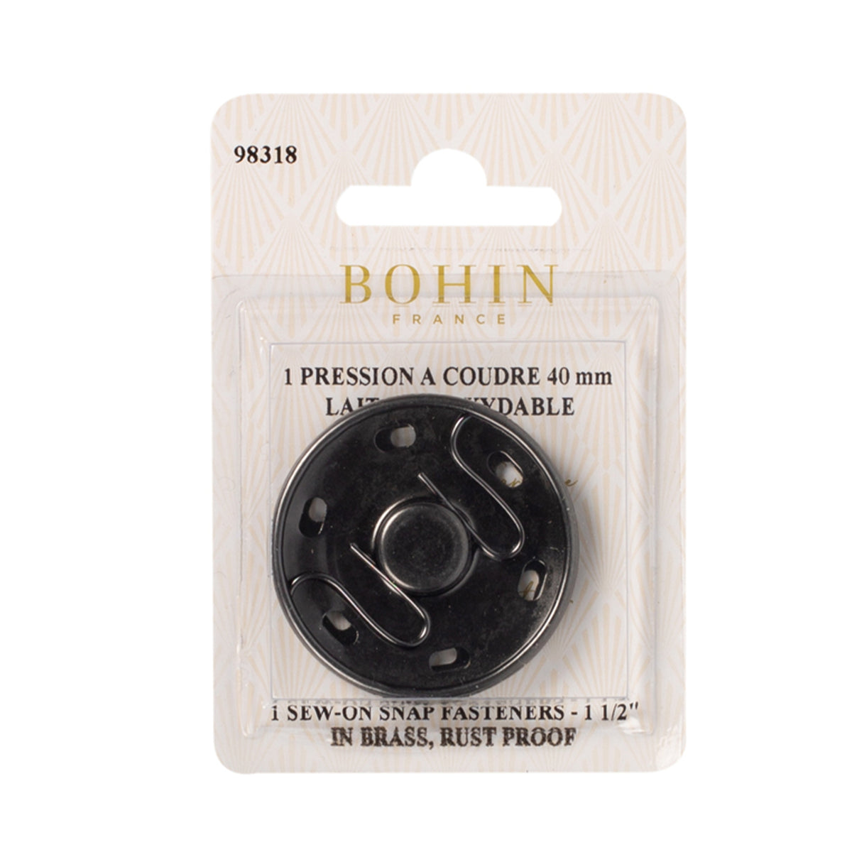 BOHIN Sew-On Fasteners 1 3/5 in. Black X 1