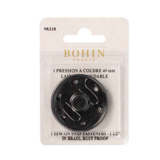 BOHIN Sew-On Fasteners 1 3/5 in. Black X 1