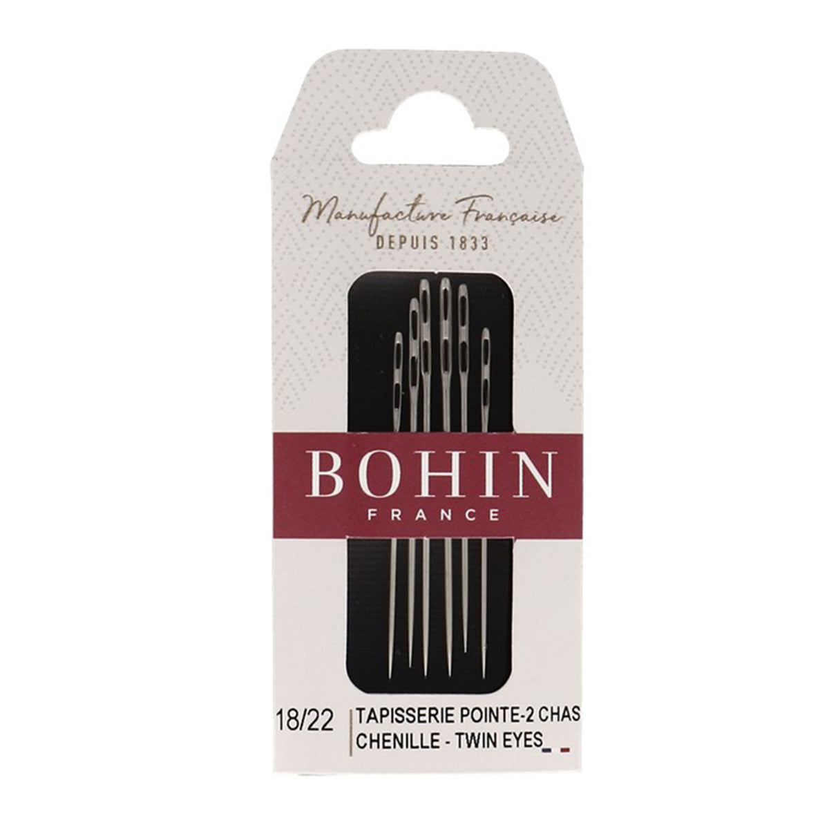 BOHIN Chenille Needles Double Eye Assorted Number 18/22 X 6