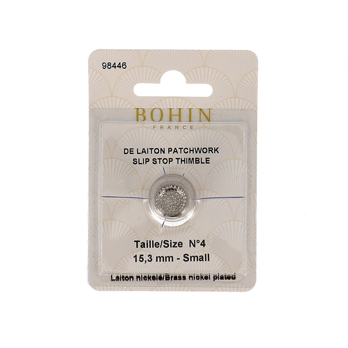 BOHIN Thimble Quilters Nickel Plated Brass Number 4 Black X 1