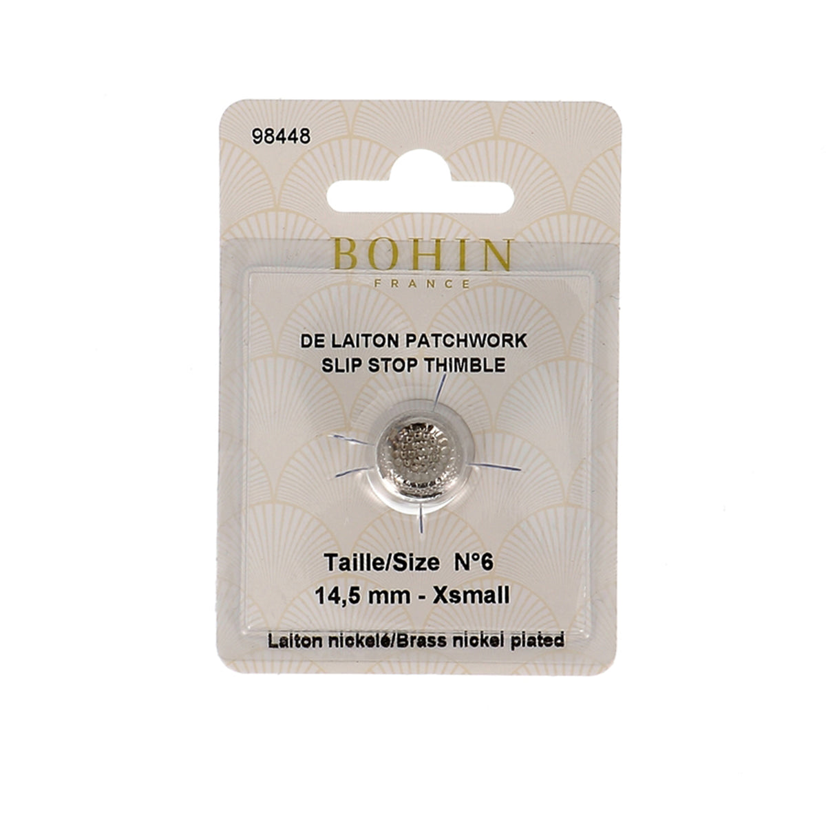 BOHIN Thimble Quilters Nickel Plated Brass Number 6 Black X 1
