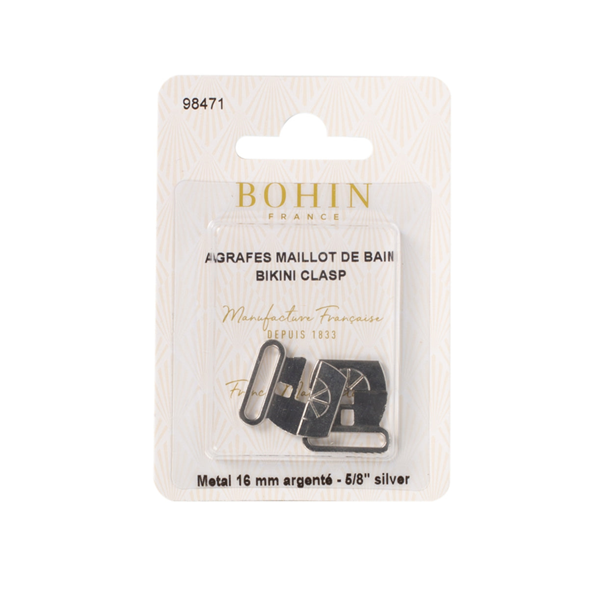 BOHIN Bikini Clasp 5/8 in. Metal, Silver Col. X 1