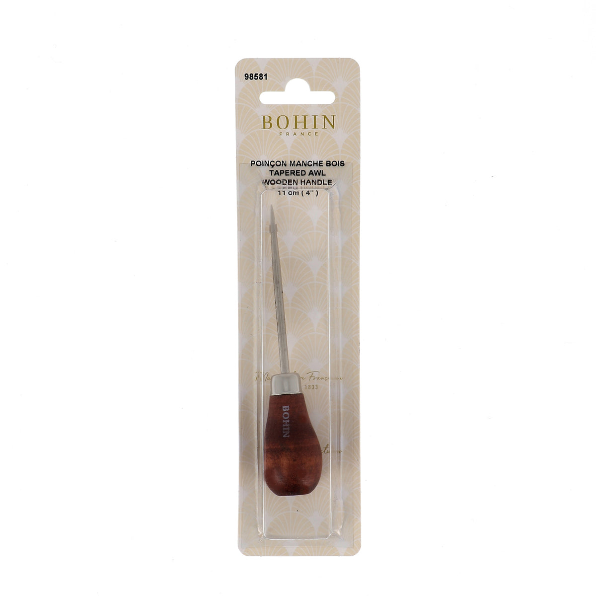 BOHIN Wooden Handle Stab Awl 4 in. - Pear Shape Ebony