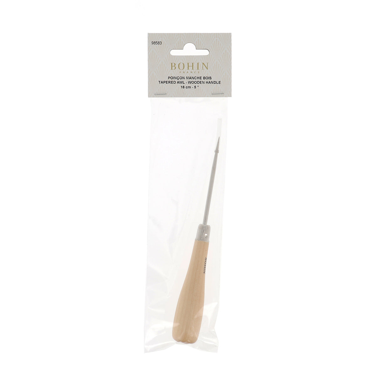BOHIN Wooden Handle Stab Awl 5 in. - Straight Handle Natural