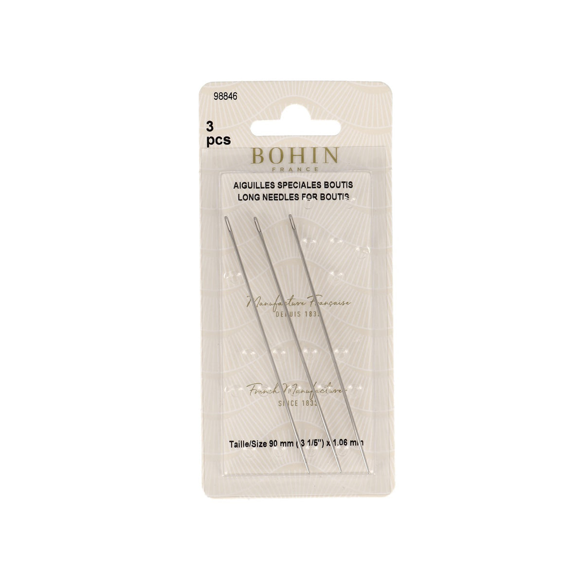 BOHIN Boutis Needles 90mm X 1, 10 - Blister of 3