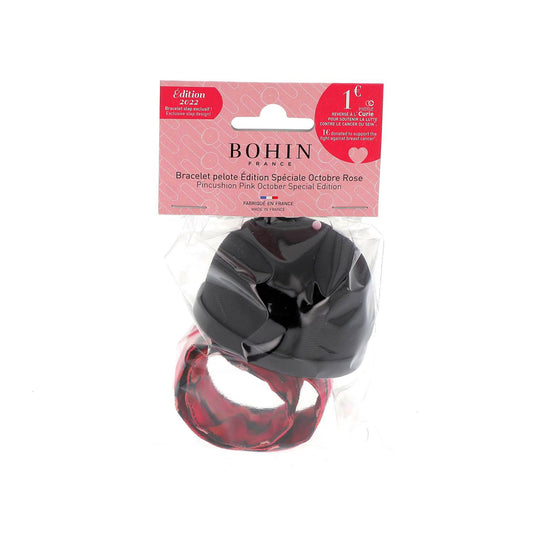 BOHIN Pincushions Flexible Slap Bracelet Exclusive Pink/Black Design