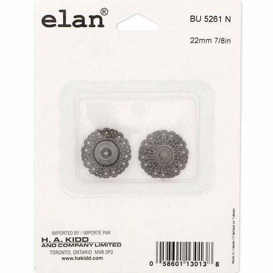 ELAN Snap Fasteners Gunmetal - size 22mm (7/8") - 1 set