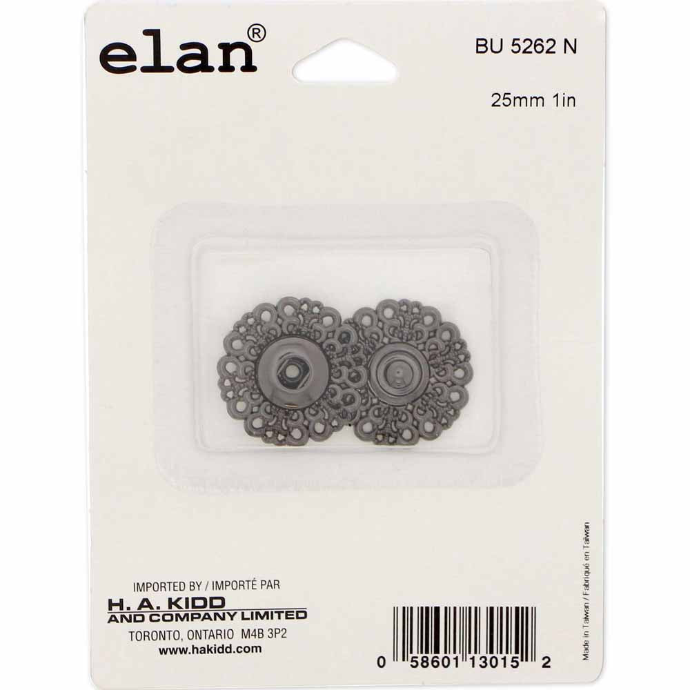 ELAN Snap Fasteners Gunmetal - size 25mm (1") - 1 set
