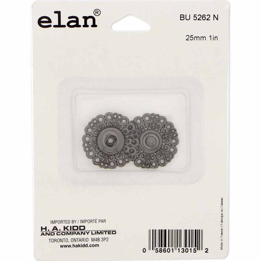 ELAN Snap Fasteners Gunmetal - size 25mm (1") - 1 set