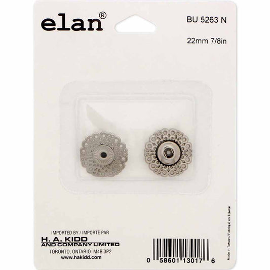 ELAN Snap Fasteners Silver - size 22mm (7/8") - 1 set