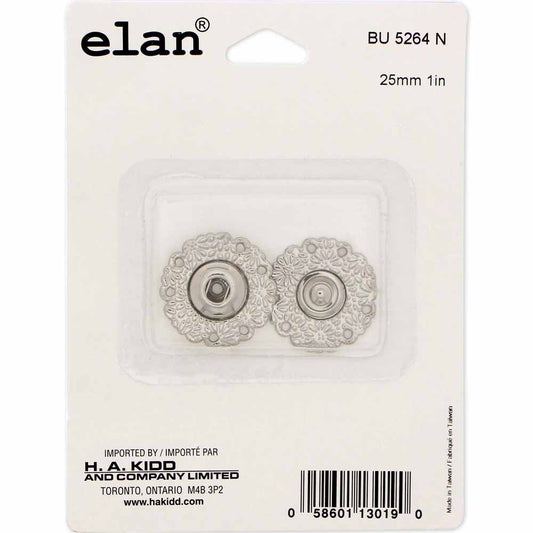 ELAN Snap Fasteners Silver - size 25mm (1") - 1 set