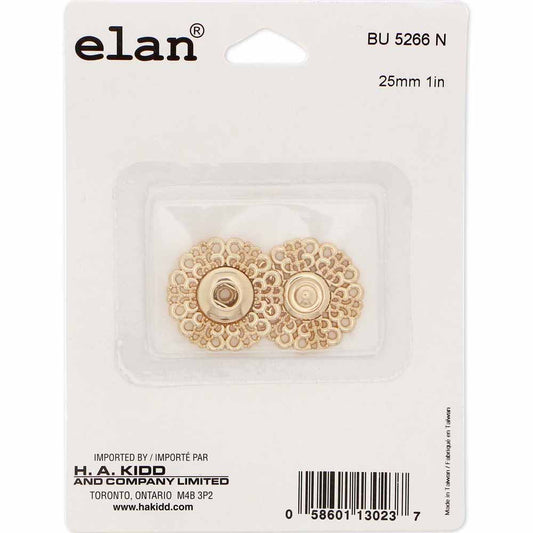 ELAN Snap Fasteners Gold - size 25mm (1") - 1 set