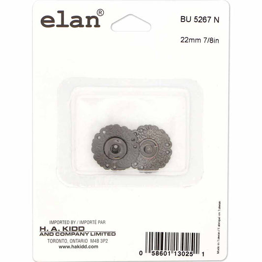 ELAN Snap Fasteners Gunmetal - size 22mm (7/8") - 1 set