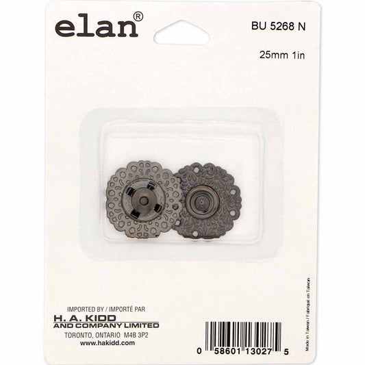 ELAN Snap Fasteners Gunmetal - size 25mm (1") - 1 set