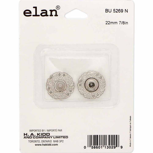 ELAN Snap Fasteners Silver - size 22mm (7/8") - 1 set