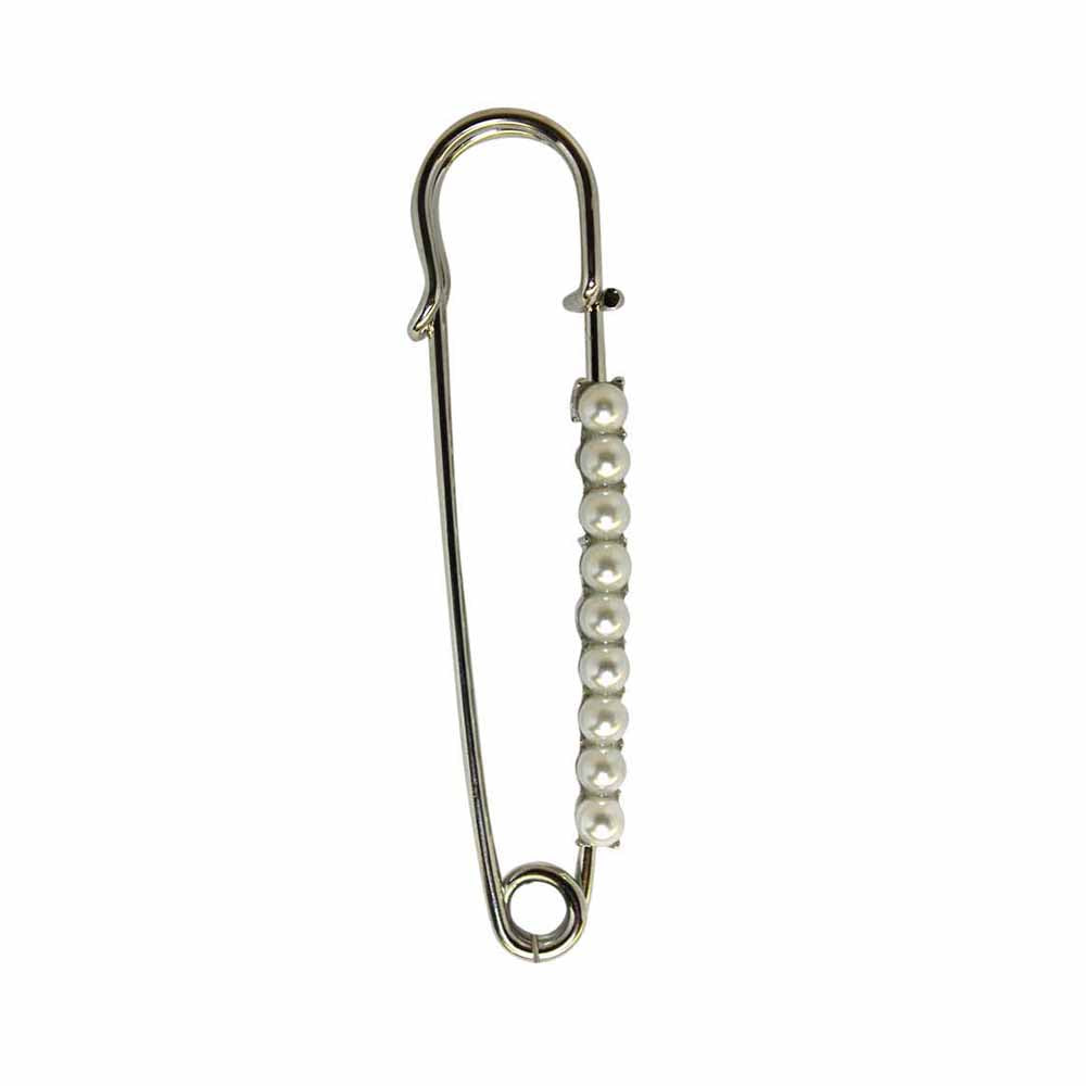 ELAN Shawl Pin – 76mm (3") – Silver & Pearl