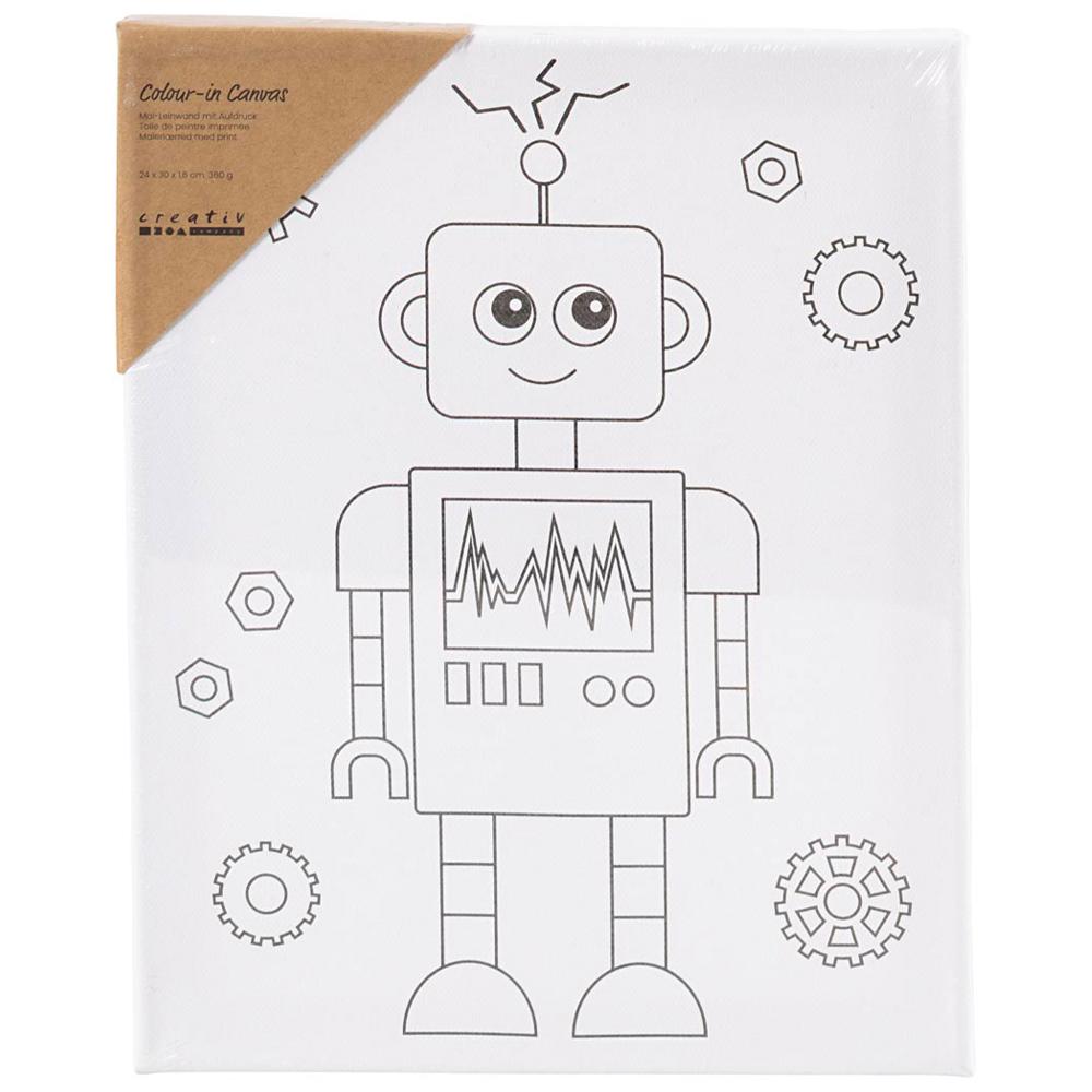 CREATIV COMPANY Colour-in Canvas 9.44in x 11.8in x 0.62in (24cm x 30cm x 1.6cm) - Robot