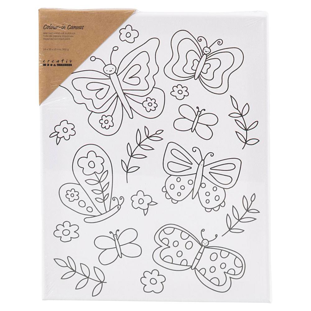 CREATIV COMPANY Colour-in Canvas 9.44in x 11.8in x 0.62in (24cm x 30cm x 1.6cm) - Butterflies