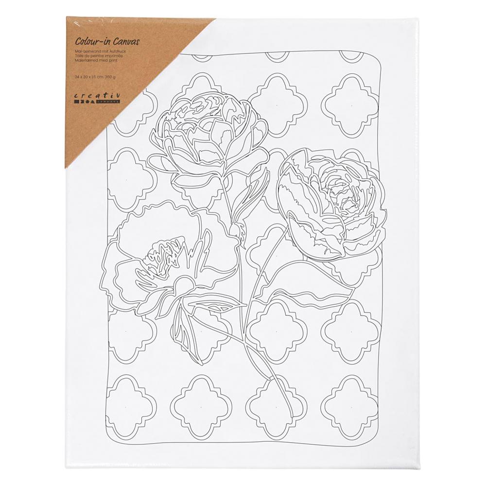 CREATIV COMPANY Colour-in Canvas 9.44in x 11.8in x 0.62in (24cm x 30cm x 1.6cm) - Roses