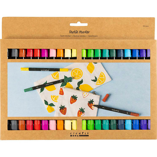CREATIV COMPANY dual-tip textile markers in 20 standard colours