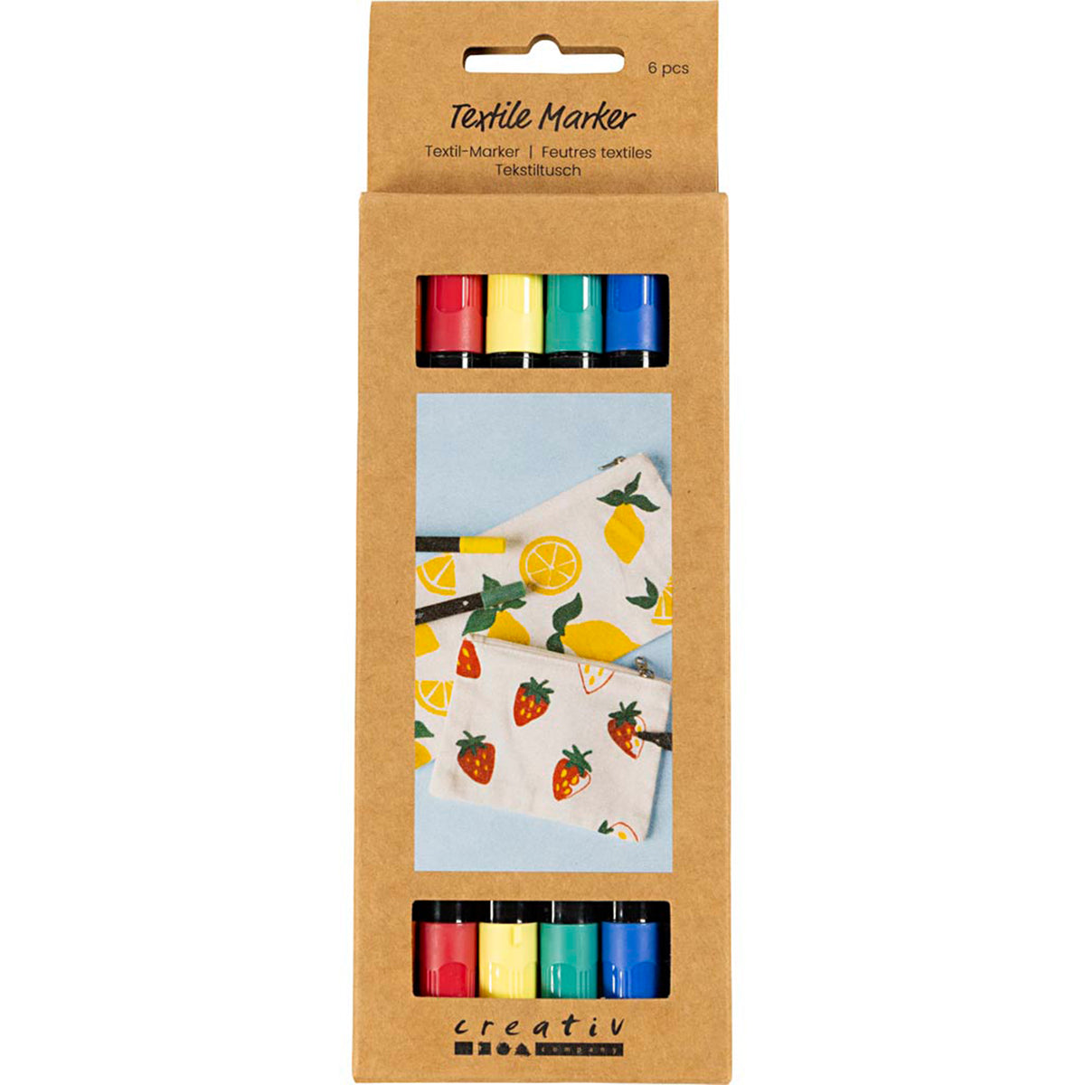 CREATIV COMPANY Textile markers 6 mm, 17cm x 7.6cm x 1.1cm (6.7in x 3in x 0.43in) - 6 pc