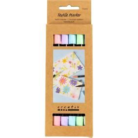 CREATIV COMPANY dual-tip textile markers in 6 pastel colours
