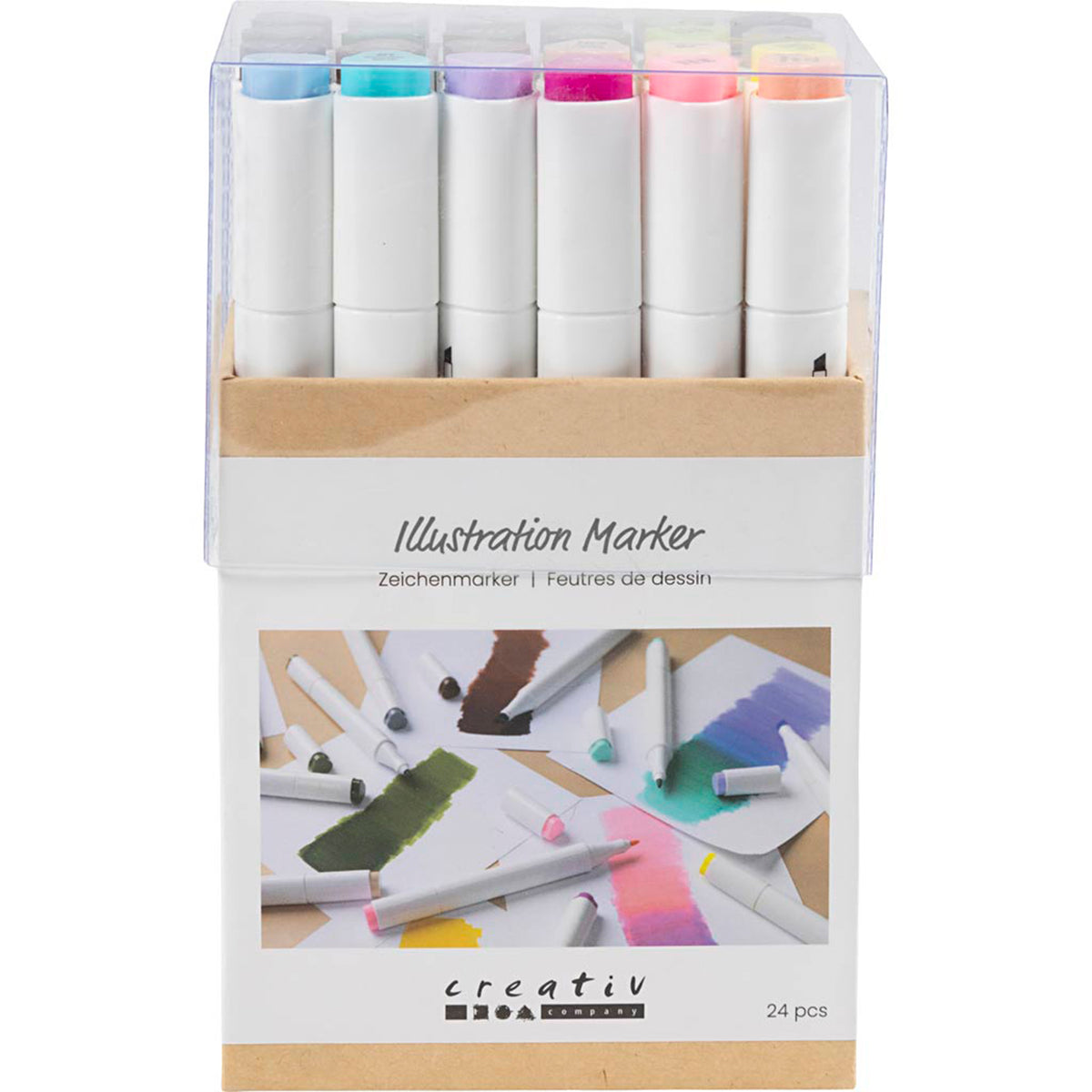 CREATIV COMPANY Illustration Markers 8 mm pastel, 7cm x 10cm x 16cm (2.75in x 3.93in x 6.29in) - 24 pcs